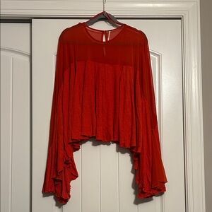 Free People Flowy Red Blouse